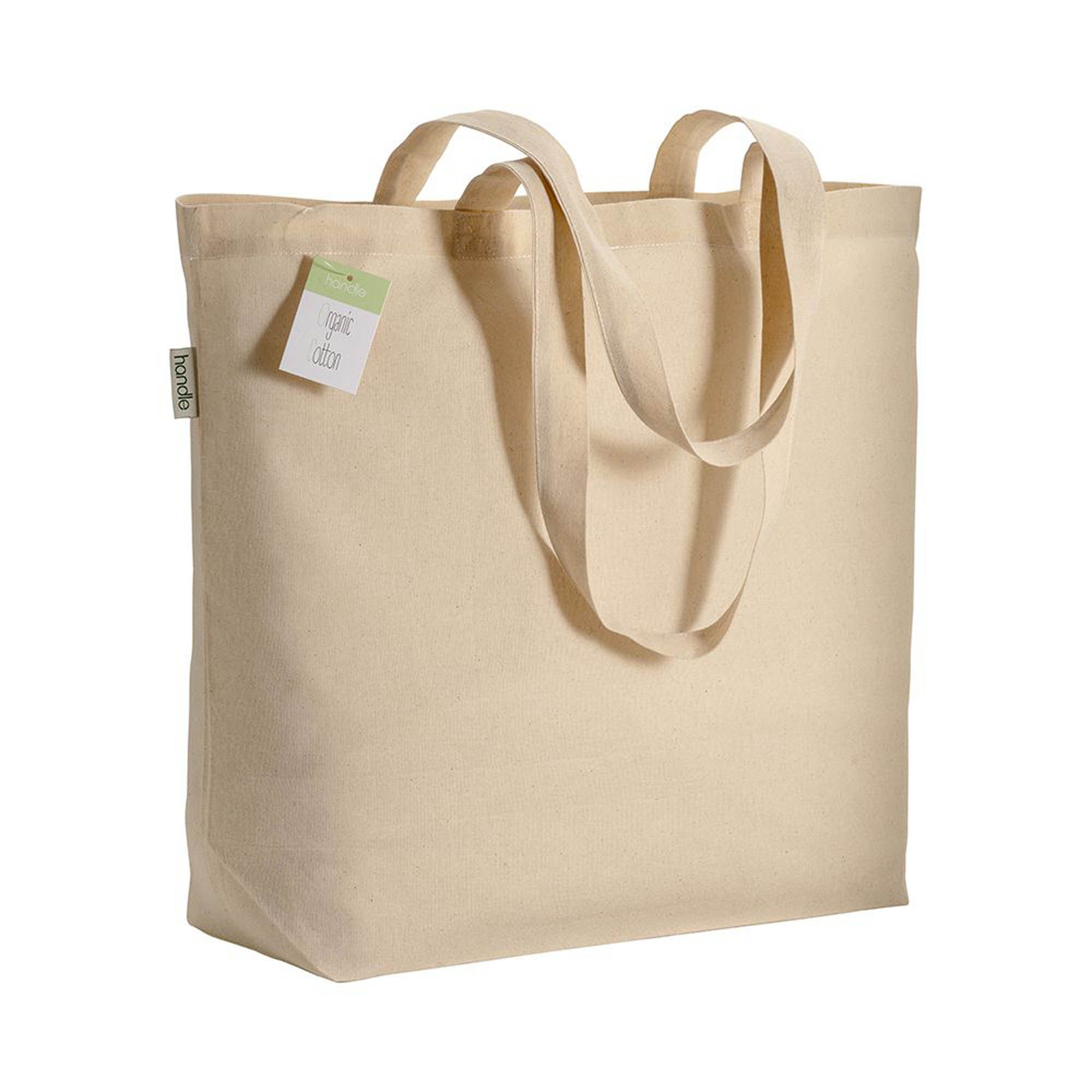 Shopper in cotone organico con manici lunghi e soffietto alla base - 20109
