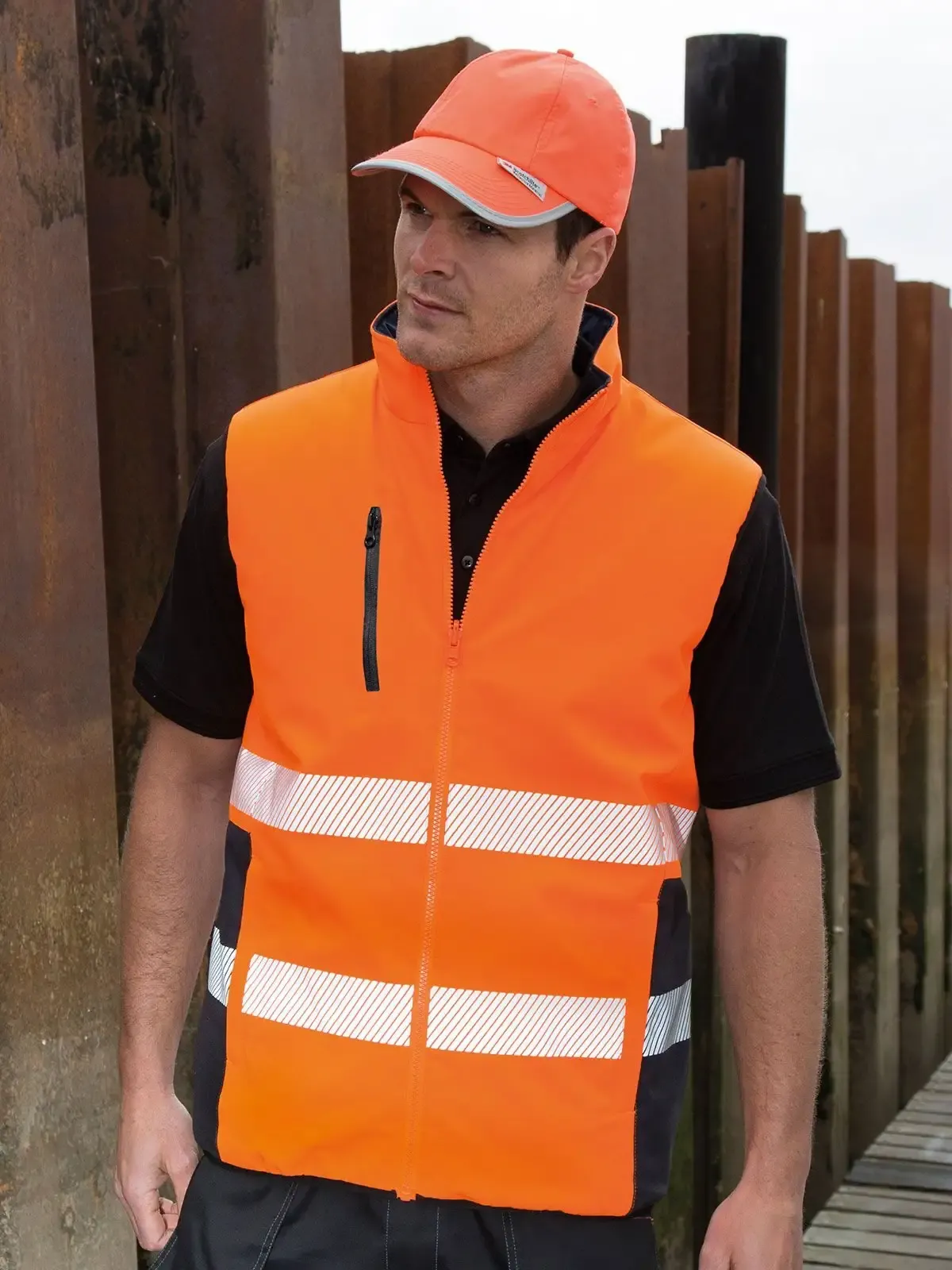 Gilet da lavoro con dettagli catarifrangenti e zip a contrasto - Result - RER332X