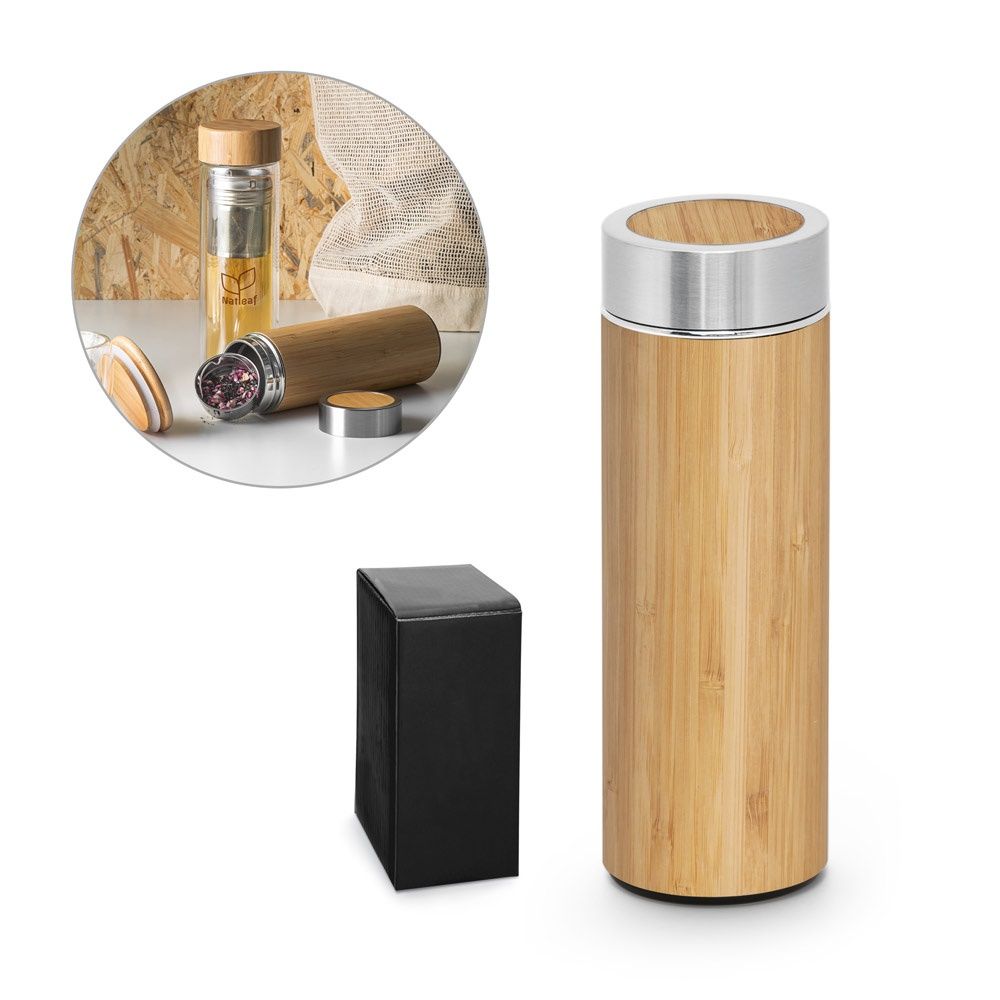 NATUREL. Borraccia termica in bambù e acciaio inox (90% riciclato) 430 mL - 94683