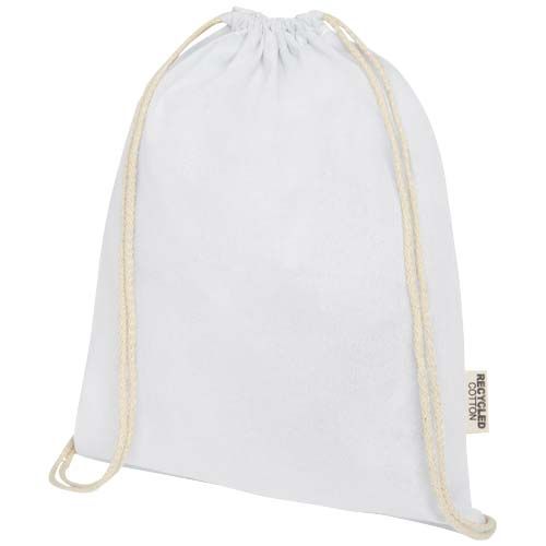 Borsa con cordoncino in cotone riciclato certificato GRS da 140 g/m² Oregon - 120735