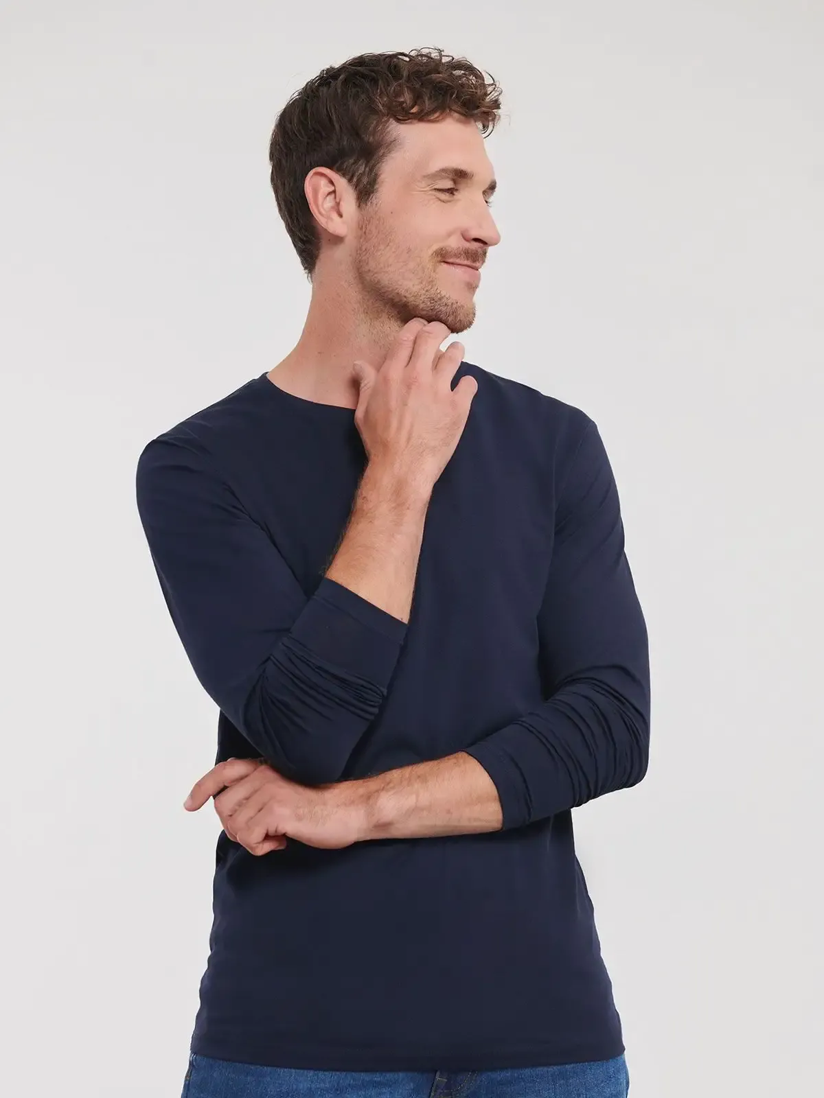 T-shirt da uomo a manica lunga e girocollo con cuciture laterali - Russell Europe - JE100M