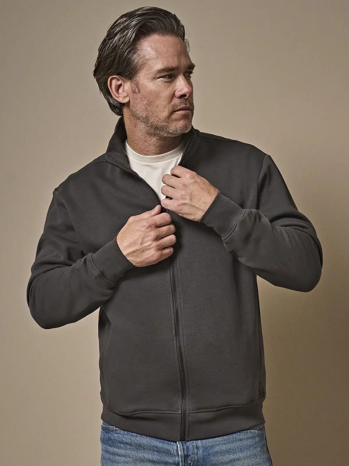Felpa full zip e polsini elastici con cuciture doppie - Tee Jays - TJ5440