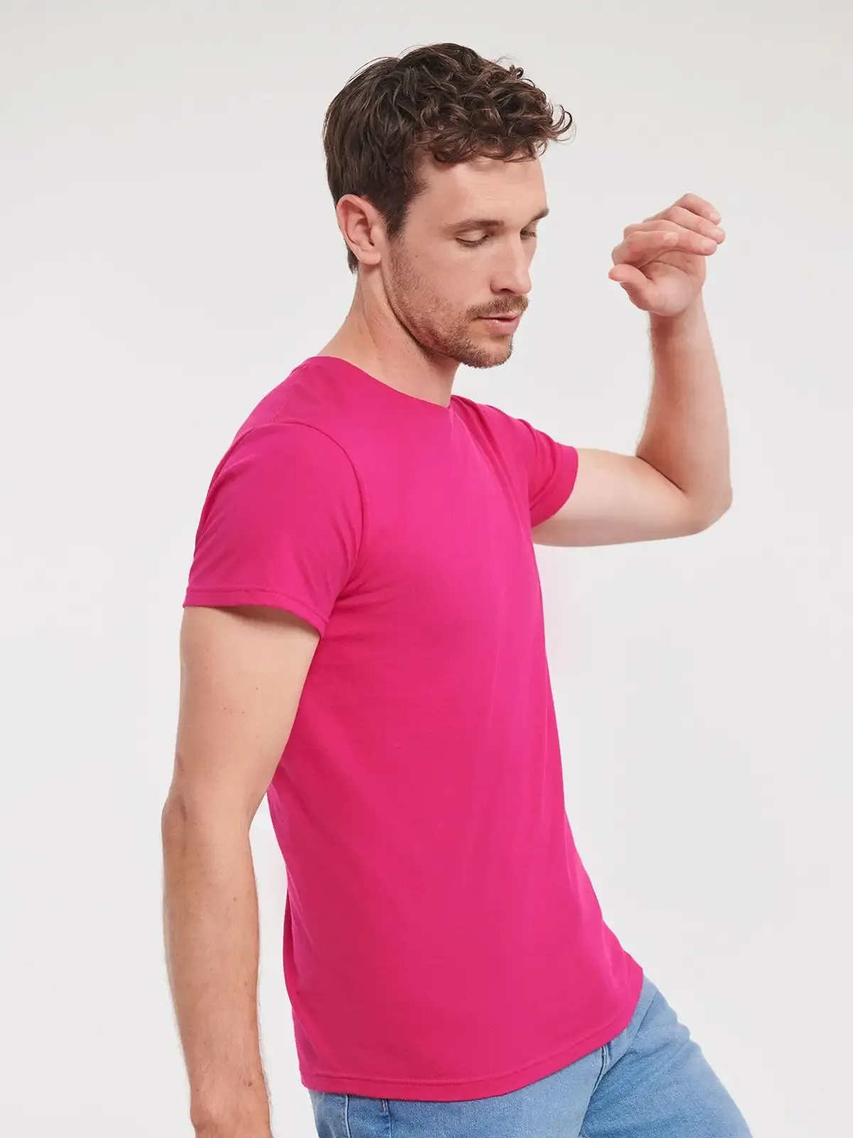 T-shirt da uomo a manica corta e girocollo in costina - Russell Europe - JE155M