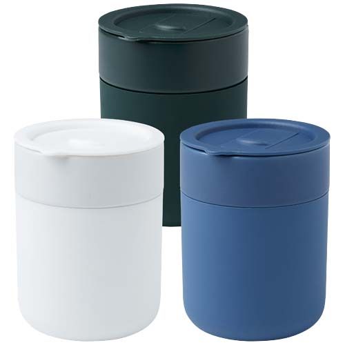 Bicchiere in ceramica con involucro in silicone e coperchio in plastica da 330 ml Java - 100808