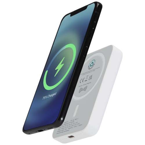 Power bank magnetico wireless da 5.000 mAh e 15 W con 20 W PD in plastica riciclata Acrab - 124441