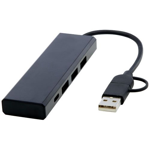 Hub USB 2.0 in alluminio riciclato RCS Rise - 124344
