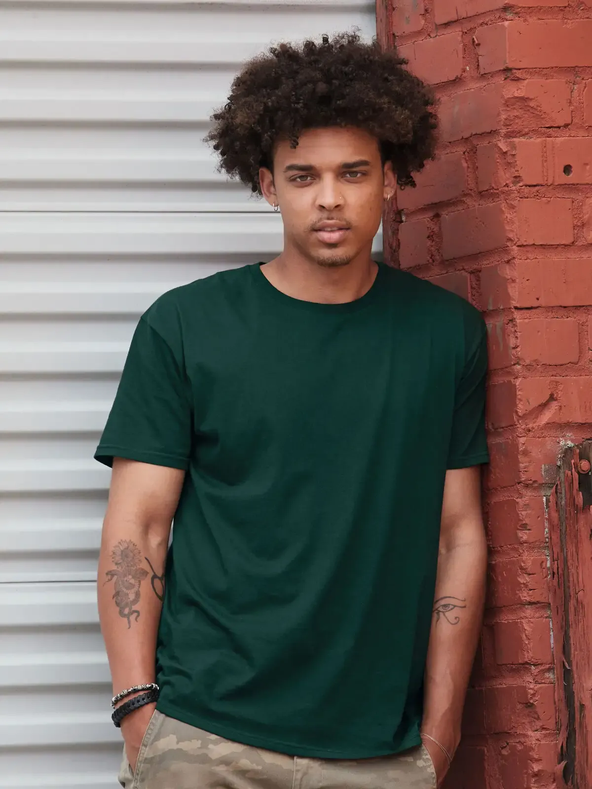 T-shirt a maniche corte e girocollo con costina elastica - Jerzees - JS460M