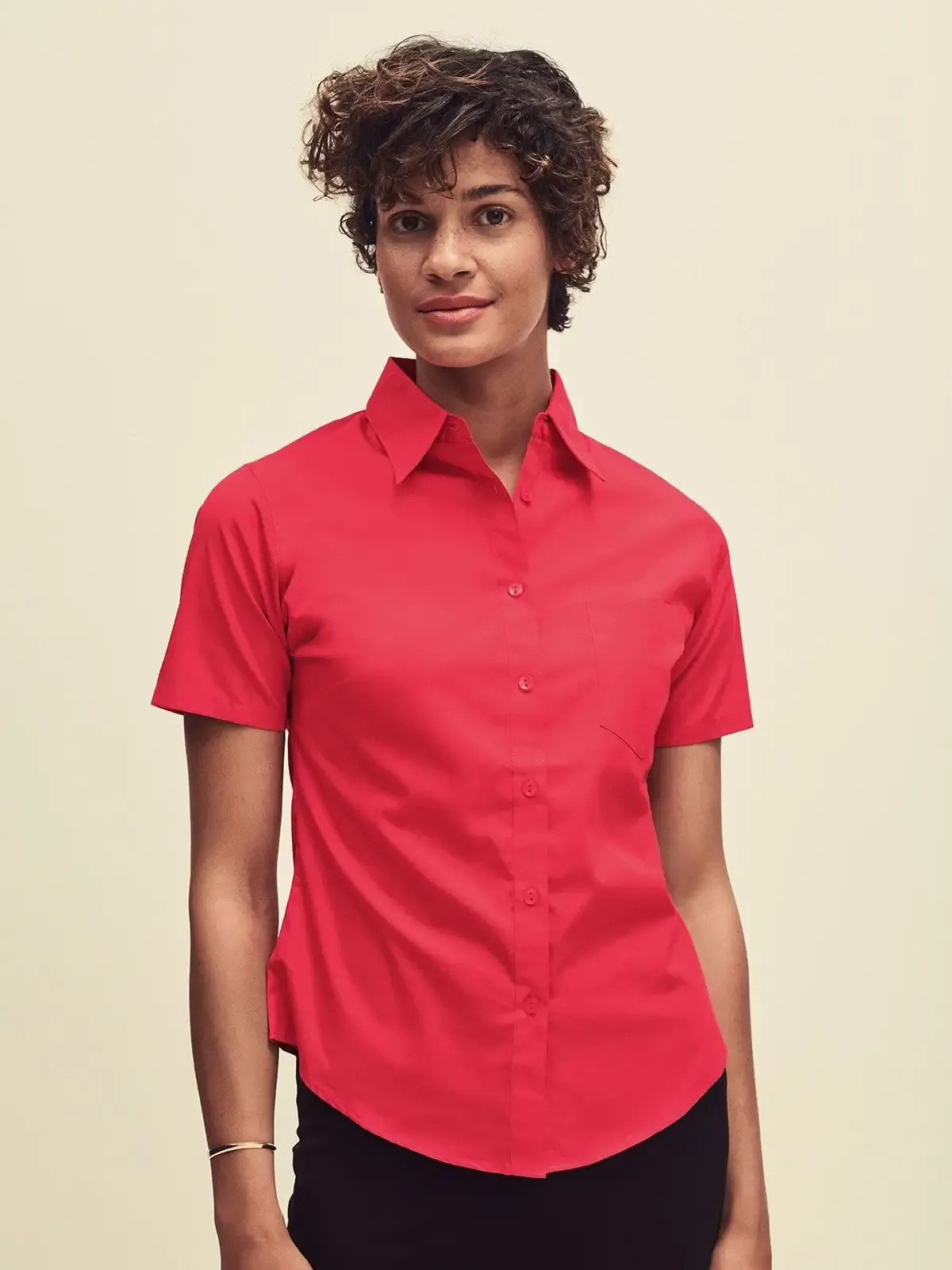 Camicia da donna in popeline a maniche corte - Fruit Of The Loom - FR650140