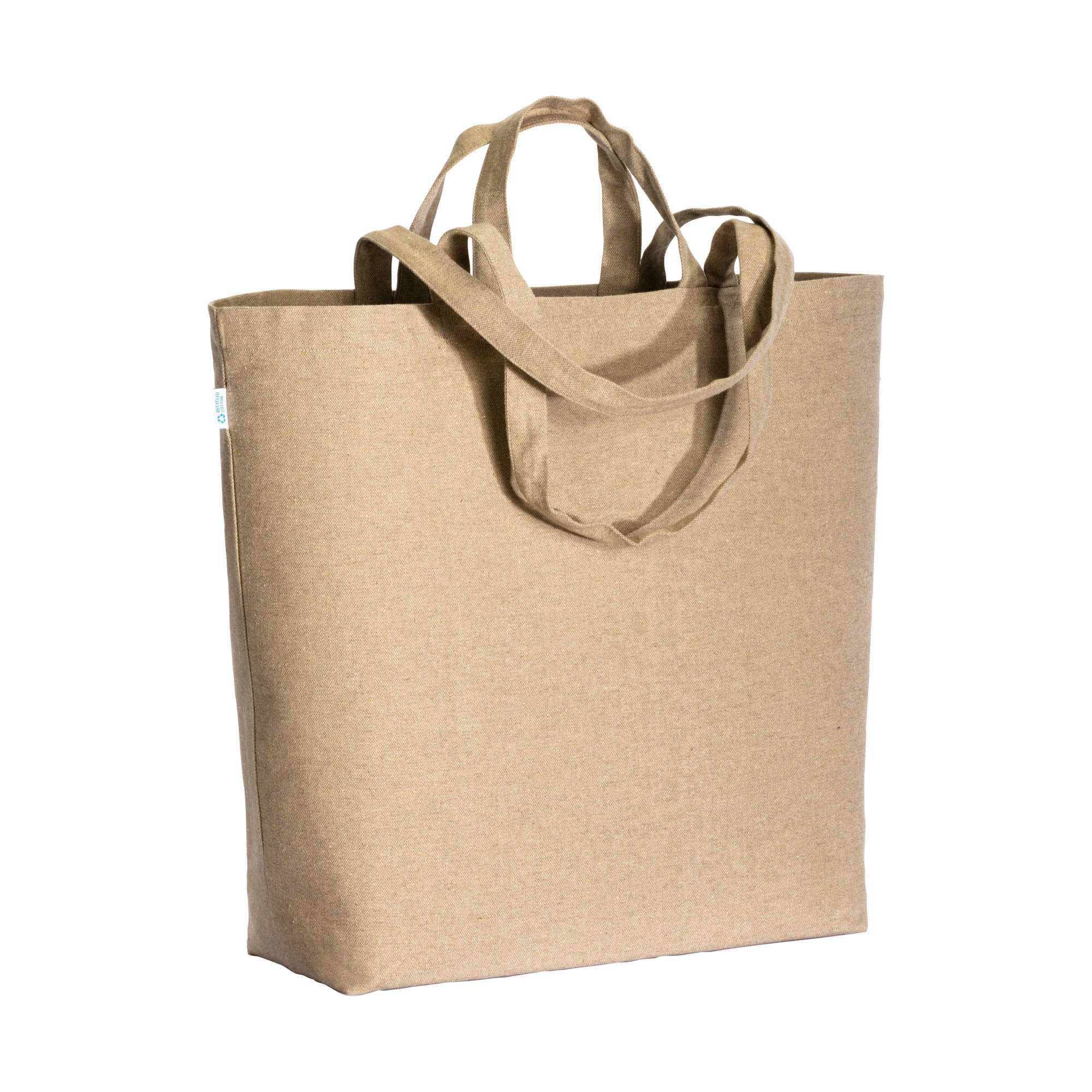 Shopper con soffietto alla base in cotone riciclato 280 g/m2, con doppi manici - 24131