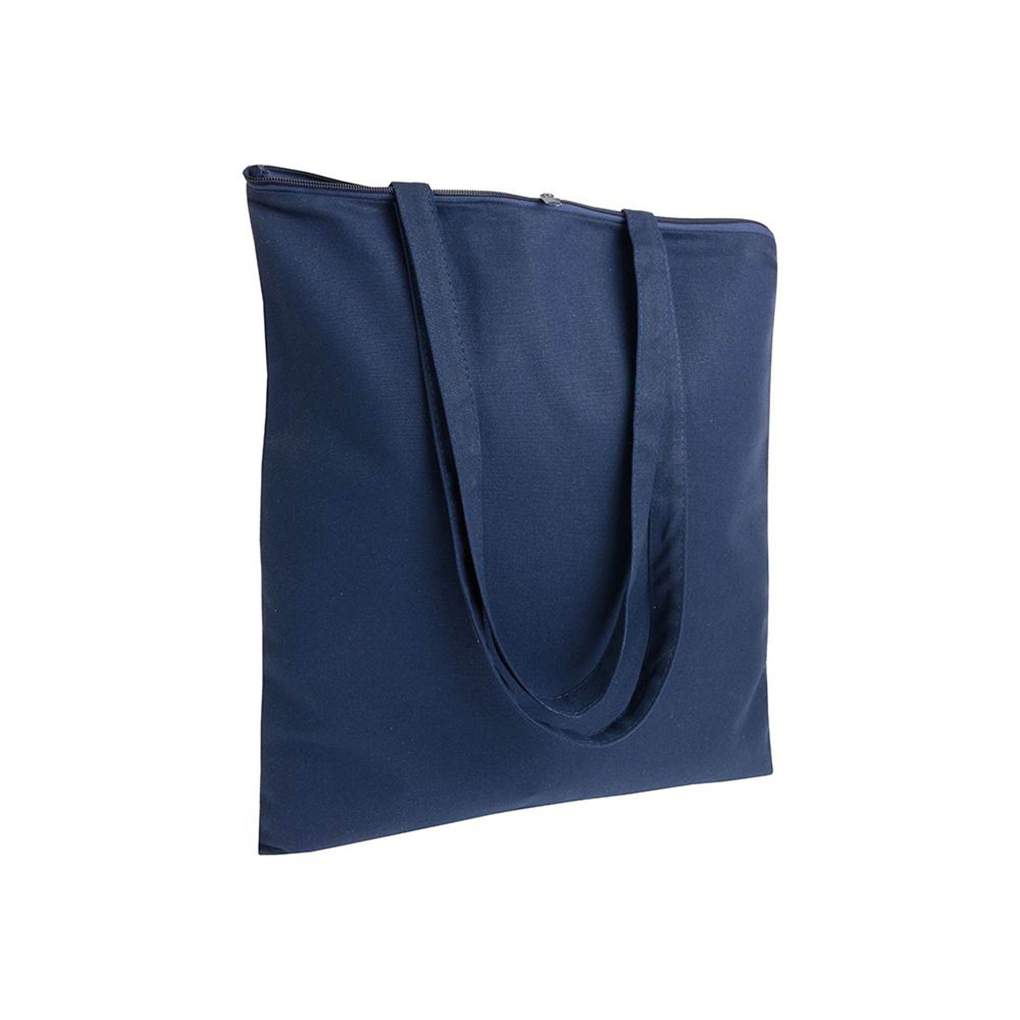 Shopper in cotone 220 g/m2, manici lunghi e chiusura con zip - 11124