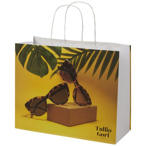 Shopper in carta kraft da 120g/m2 con manici intrecciati - 31 x 12 x 25 cm - 1ZM008