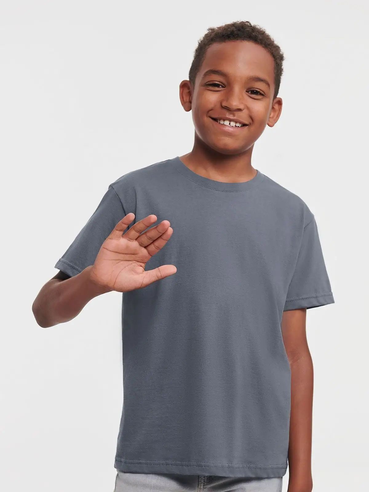 T-shirt per bambini maniche corte e nastrino di rinforzo sul collo - Russell Europe - JE155B