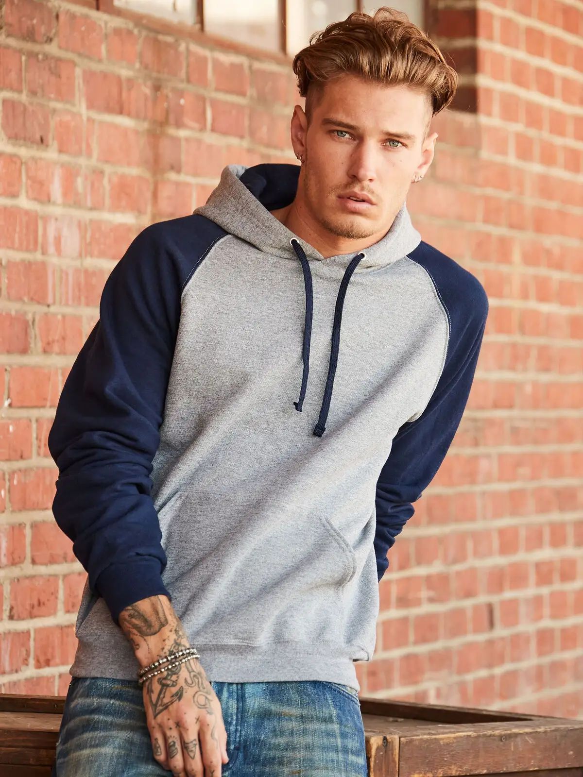 NuBlend Colour Block Raglan Hooded Sweatshirt - Jerzees