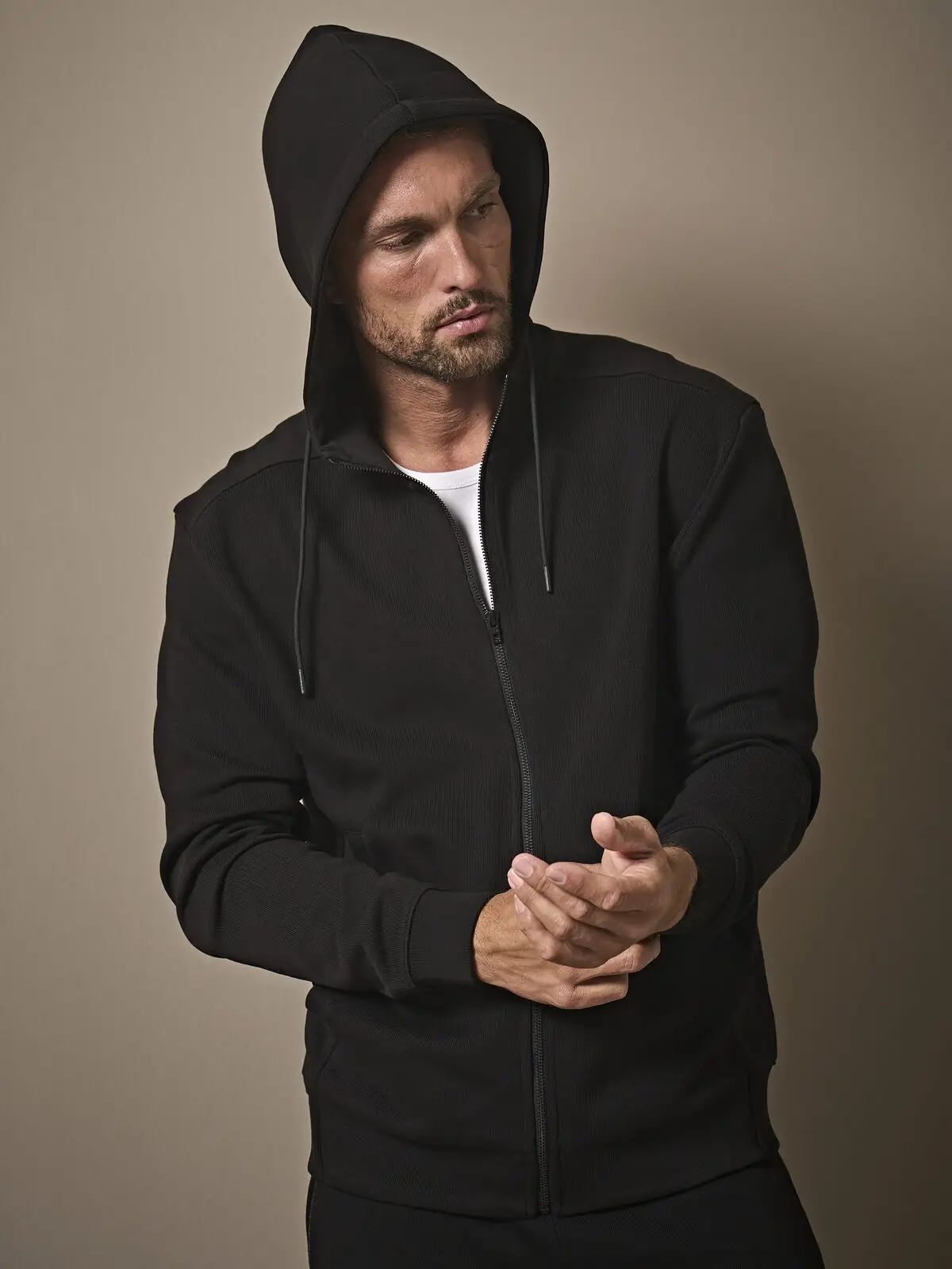 Ribbed Interlock Hooded Full Zip - Tee Jays
