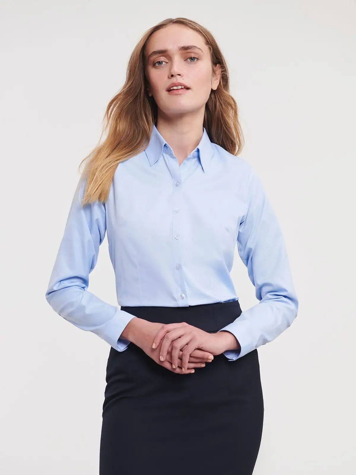 Ladies' Long Sleeve Tailored Herringbone Shirt - Russell