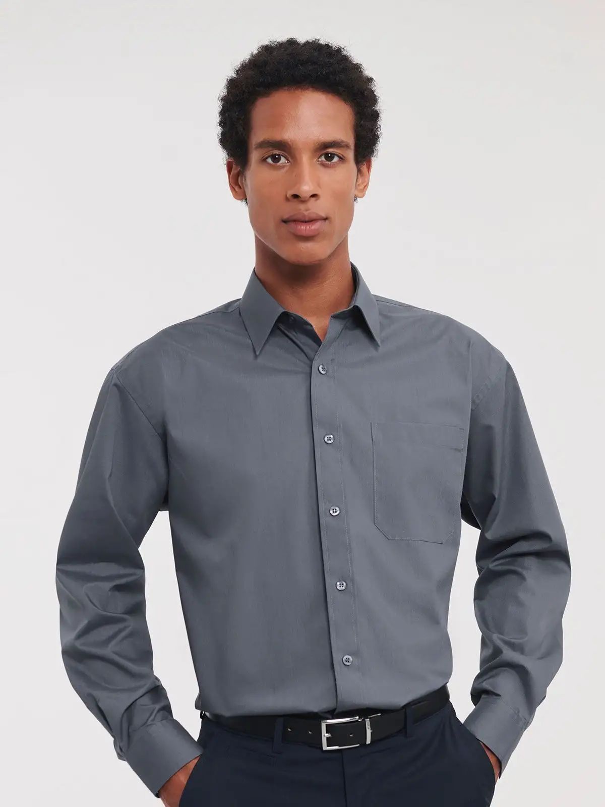 Men's Long Sleeve PolyCotton Poplin Shirt - Russell