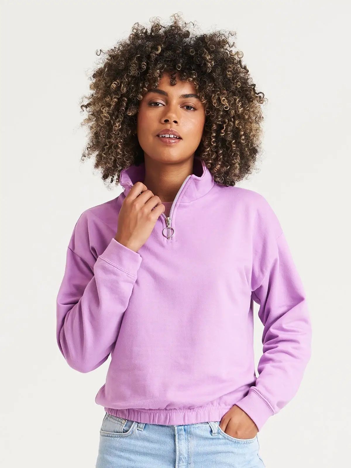 Women's Cropped ½ Zip Sweat - Just Hoods by AWDis
