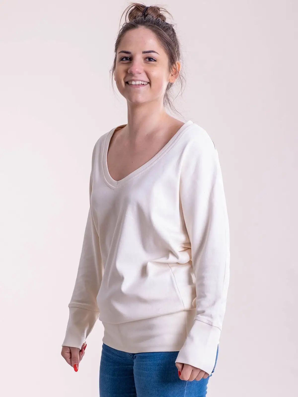 Maxi felpa donna a V - Cotton & Art