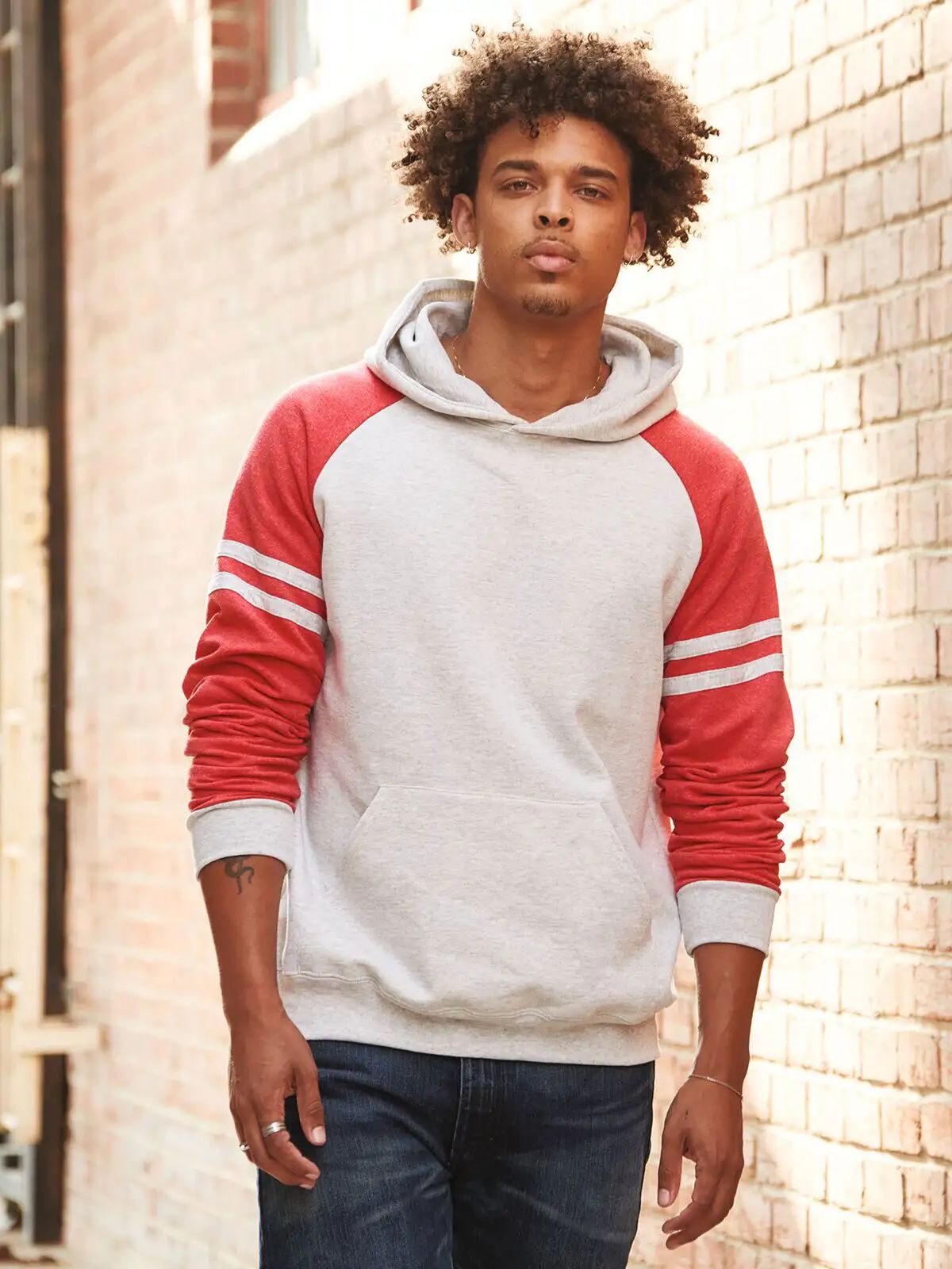 NuBlend Varsity Colour-Block Hooded Sweatshirt - Jerzees