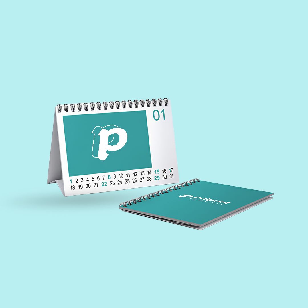 Calendari da tavolo con spiralatura Wire-O e appoggio ripiegabile