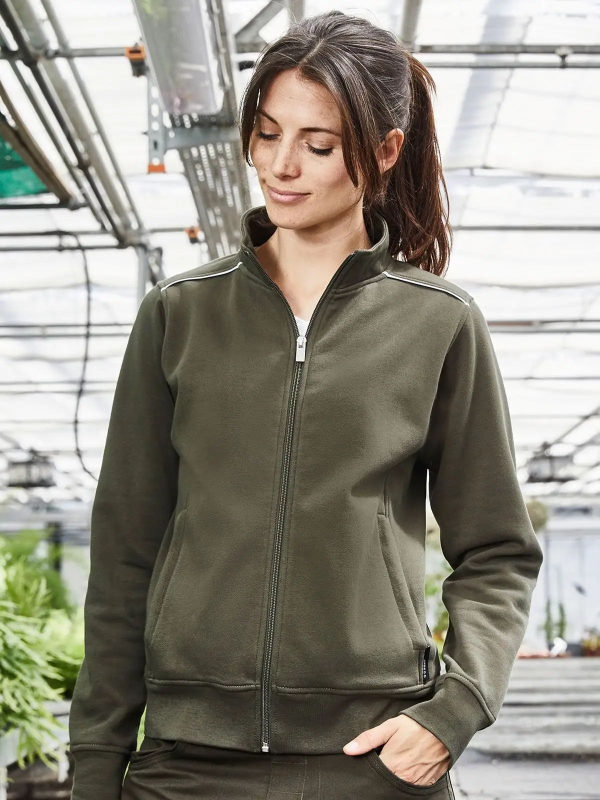 Ladies' Workwear Sweat-Jacket - Solid - James & Nicholson