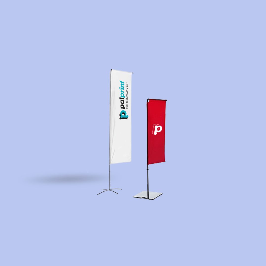 Bandiere ad ala con braccio, sistema incl. stampa