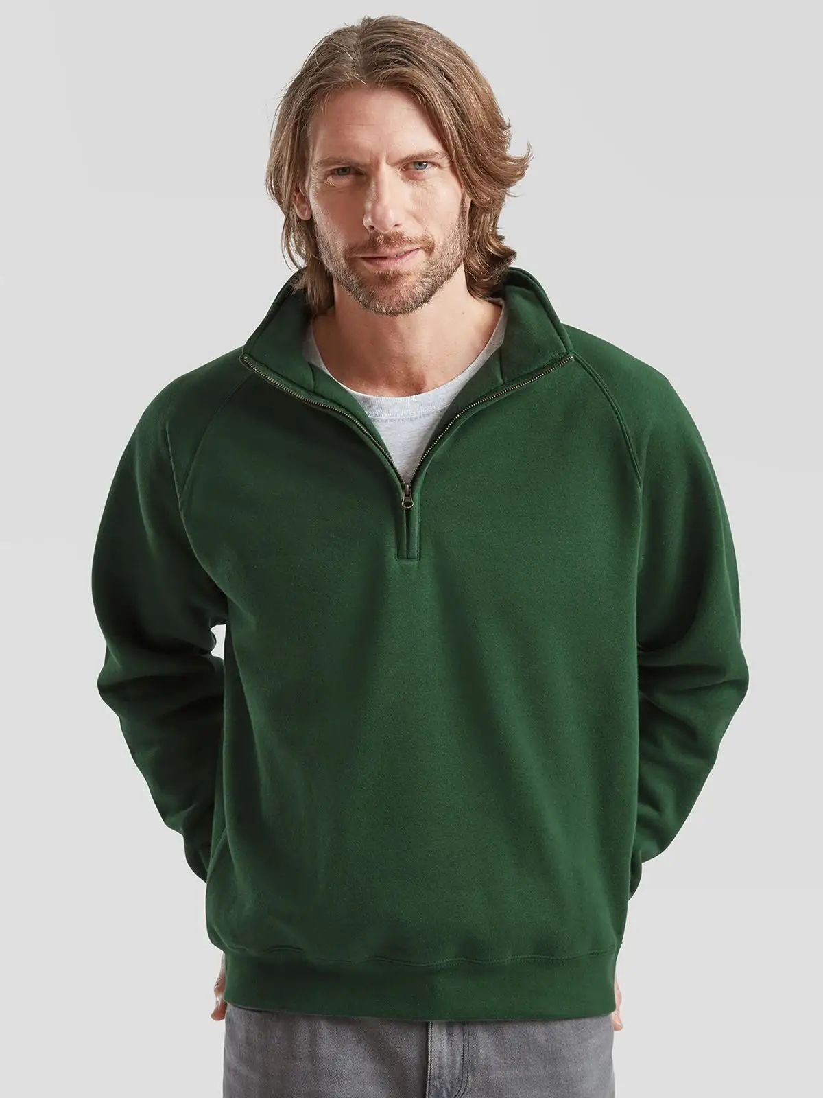 Premium Zip Neck Sweat - Fruit of the Loom