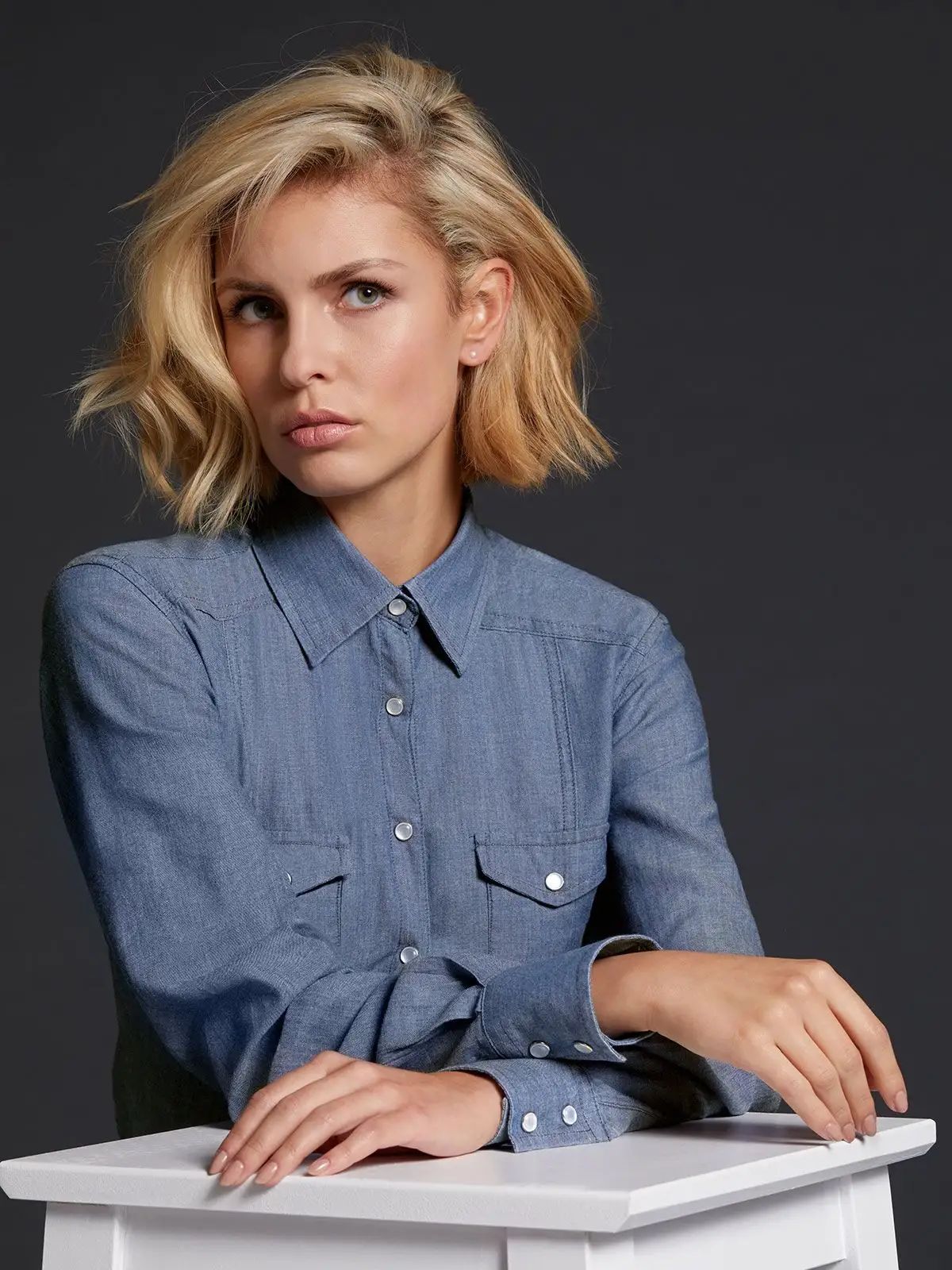 Ladies' Denim Blouse - James & Nicholson