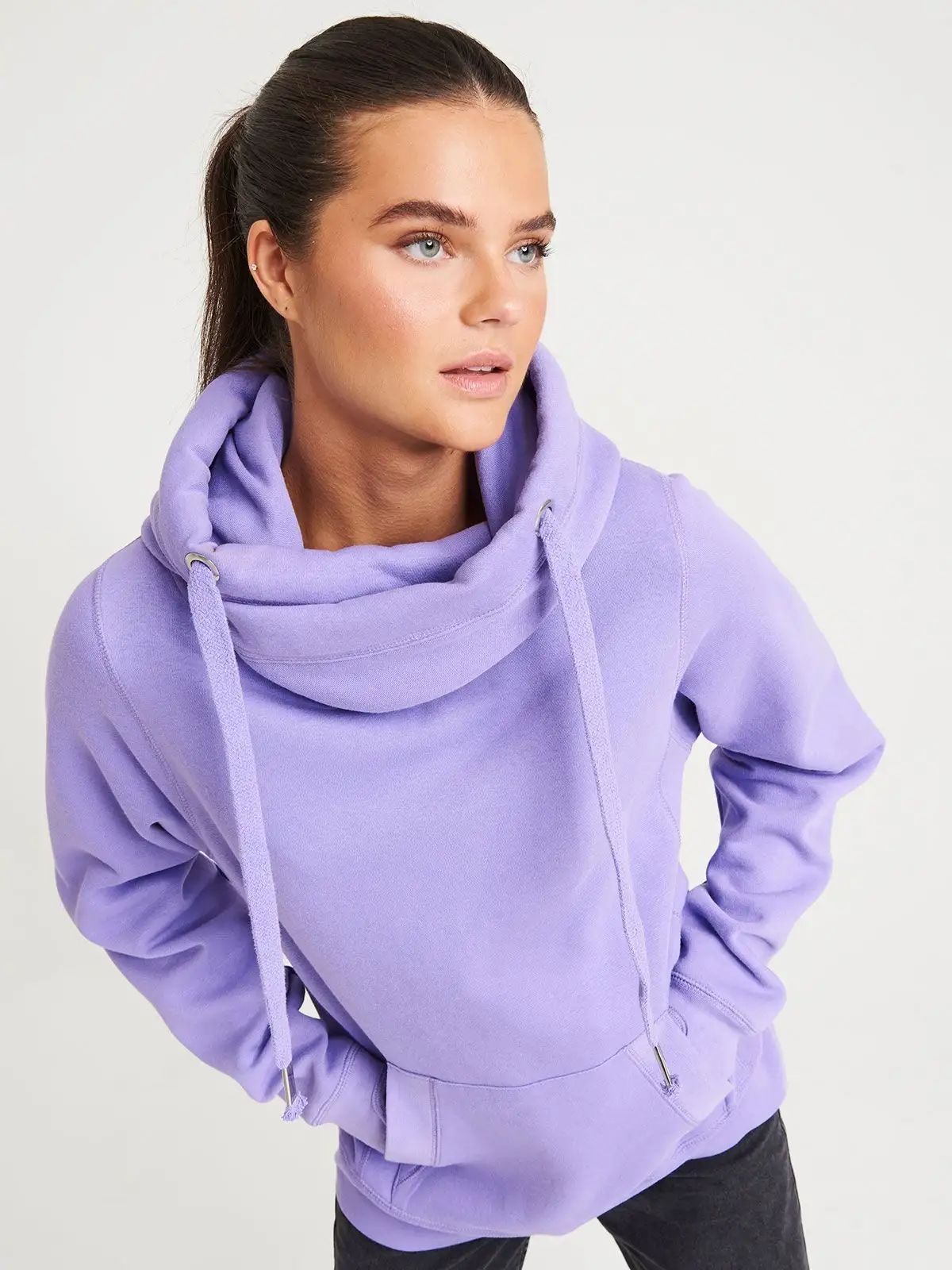 Cross Neck Hoodie - Just Hoods by AWDis