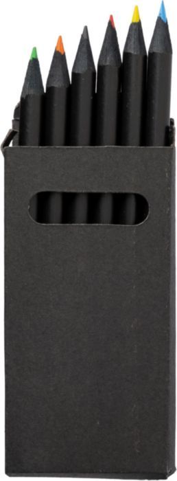 Set 6 matite colorate in legno con rifiniture in nero Holger