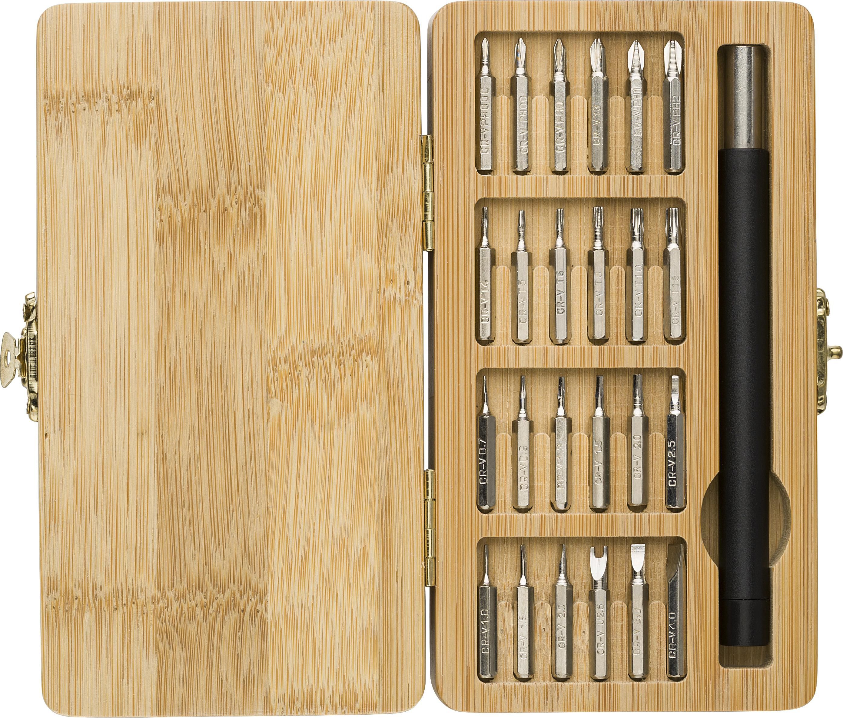 Set attrezzi 25 pezzi, custodia in bambù Willow
