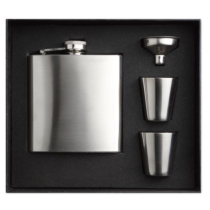 SLIMMY FLASK SET. Set fiaschetta con due bicchie