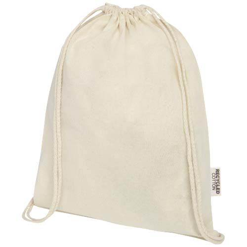 Borsa con cordoncino in cotone riciclato certificato GRS da 140 g/m² Oregon