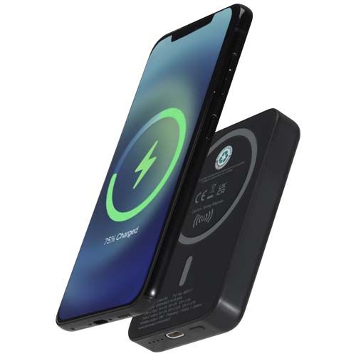 Power bank magnetico wireless da 5.000 mAh e 15 W con 20 W PD in plastica riciclata Acrab
