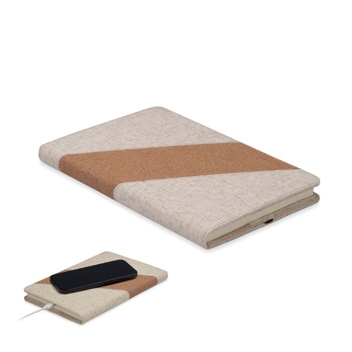 CORTONA. Notebook A5 con caricatore da 15W