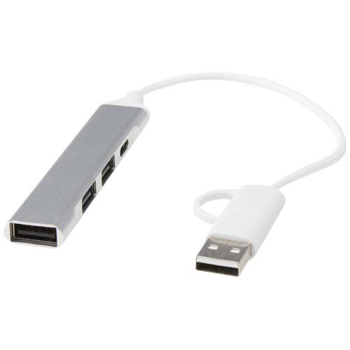 Hub USB-A e Tipo-C a 4 porte in alluminio riciclato con doppio ingresso Alkaid