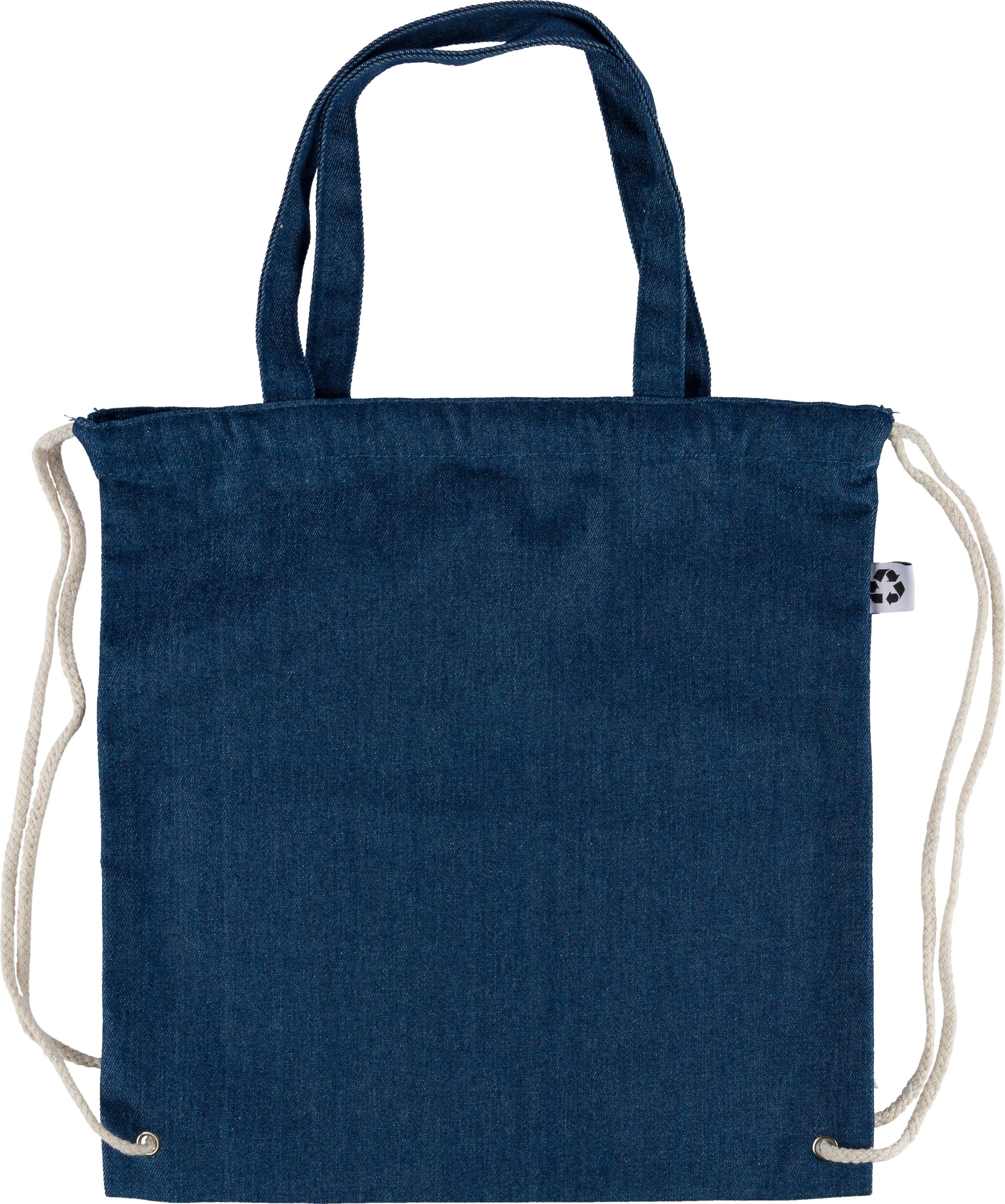 Borsa denim riciclato con coulisse Dex
