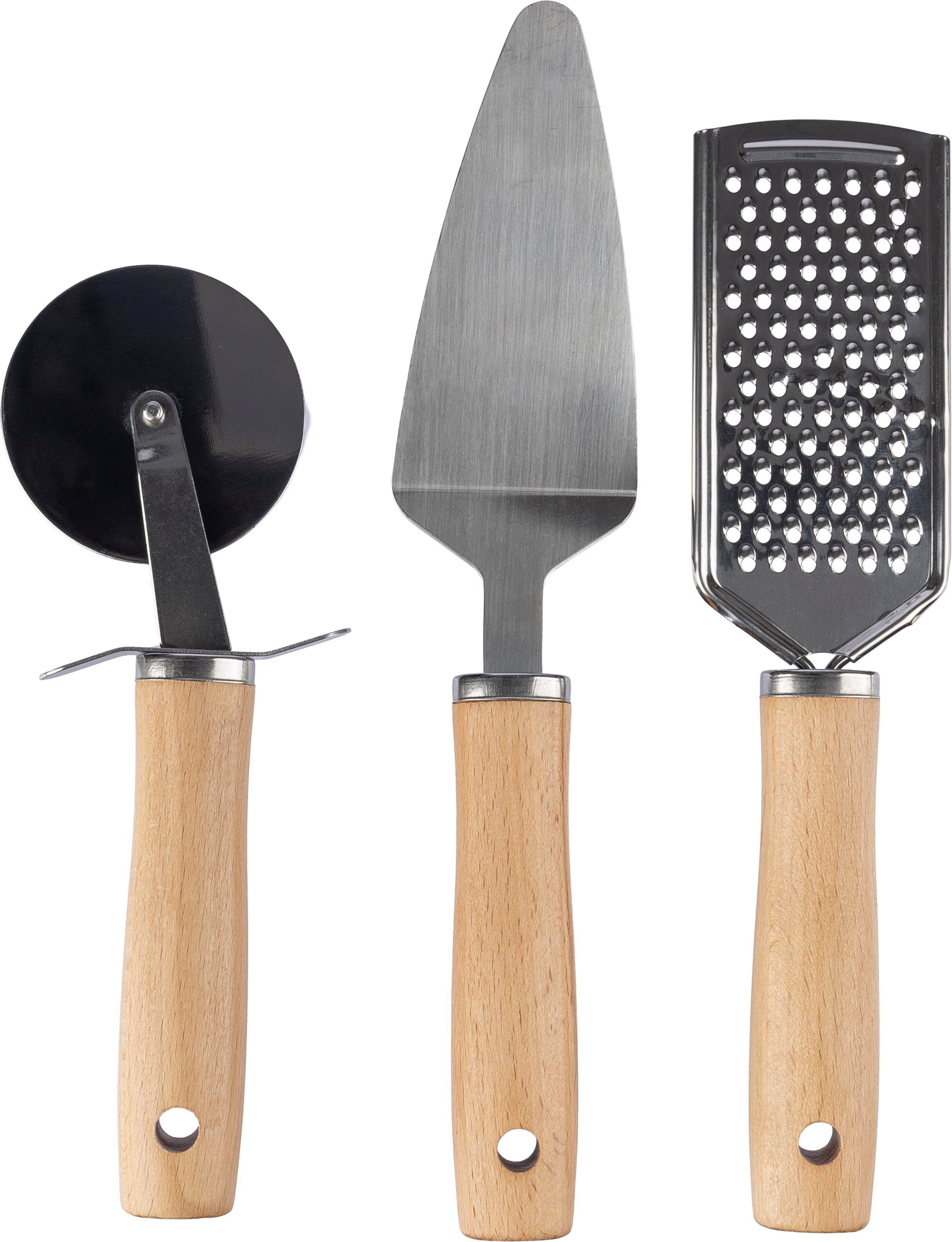 Set di utensili da cucina in metallo e legno Sylvan
