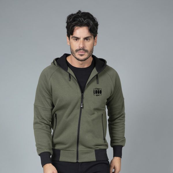 Felpa Uomo Full Zip con Cappuccio e Dettagli a Contrasto Personalizzata Ideale come Articolo Promozionale-Cleveland Man