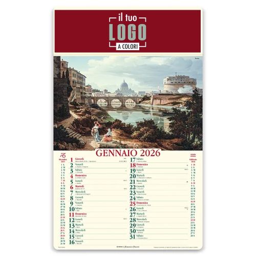 Calendario Illustrato Mensile 2026 | Personalizzabile – Testata 31×10,5 cm | ITALIA ANTICA