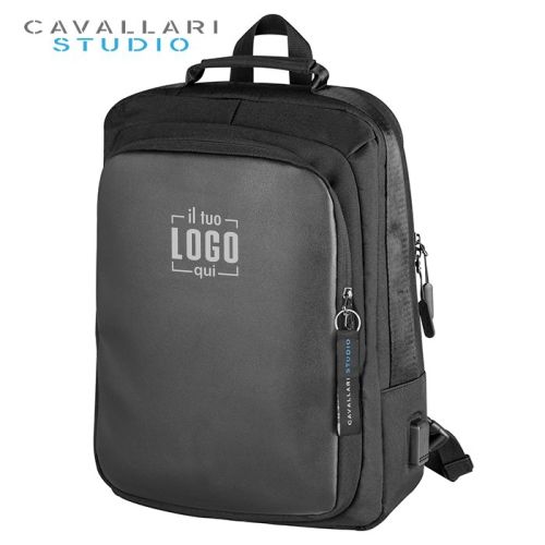 Zaino/Cartella in Poliestere e Particolari in Pelle Ideale per Portatile Personalizzato da Viaggio e Ufficio-Maori