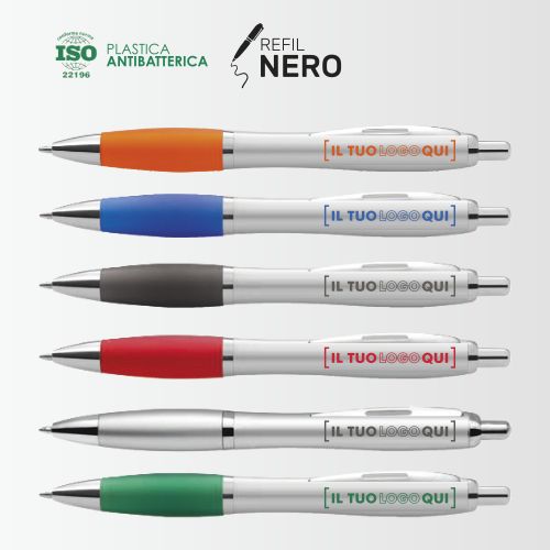 Penna a Sfera Silver con Grip Colorata e Stampa UV | Personalizzata