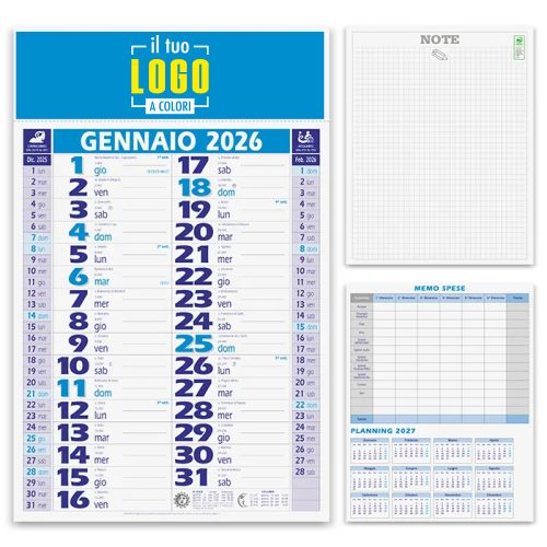 Calendario Olandese 2026 | Testata 30×9 cm Personalizzabile | SMART