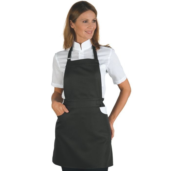 Grembiule Donna Sommelier Ischia Corto Nero con Tasche | Personalizzato