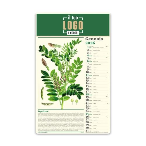 Calendario Mensile 2026 | Testata Rinforzata 31×10,5 cm Personalizzabile | ERBORISTERIA