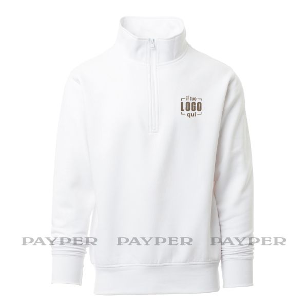 Felpa Uomo a Mezza Zip in Plastica Tinta Unita Cuciture Rinforzate Personalizzata Ideale come Capo Promozionale