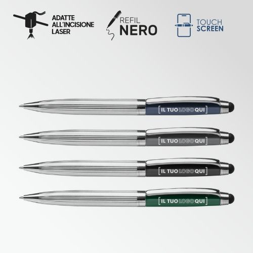 Penna touch elegante con cappuccio lucido e astuccio | Personalizzata