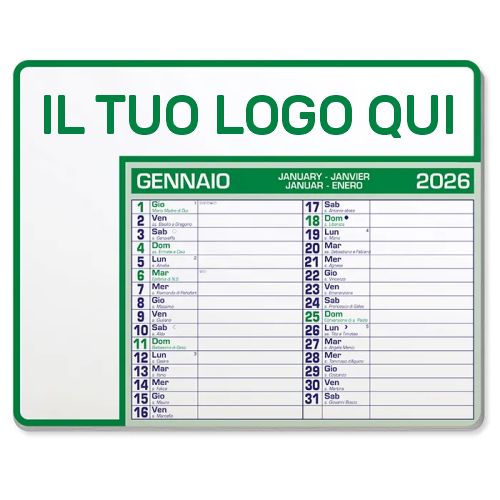 Tappetino Mouse con Calendario 2026 | Personalizzabile – Copertina Rigida | CALENDAR PAD EDGE