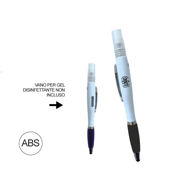 Penna con Fusto in ABS Trasparente con Contenitore per Gel Disinfettante non Compreso-PENNA SPRAY