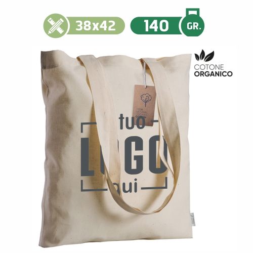 Borsa Shopping 100% Cotone Organico 38x42 Personalizzata Perfetta per Fiere o Eventi